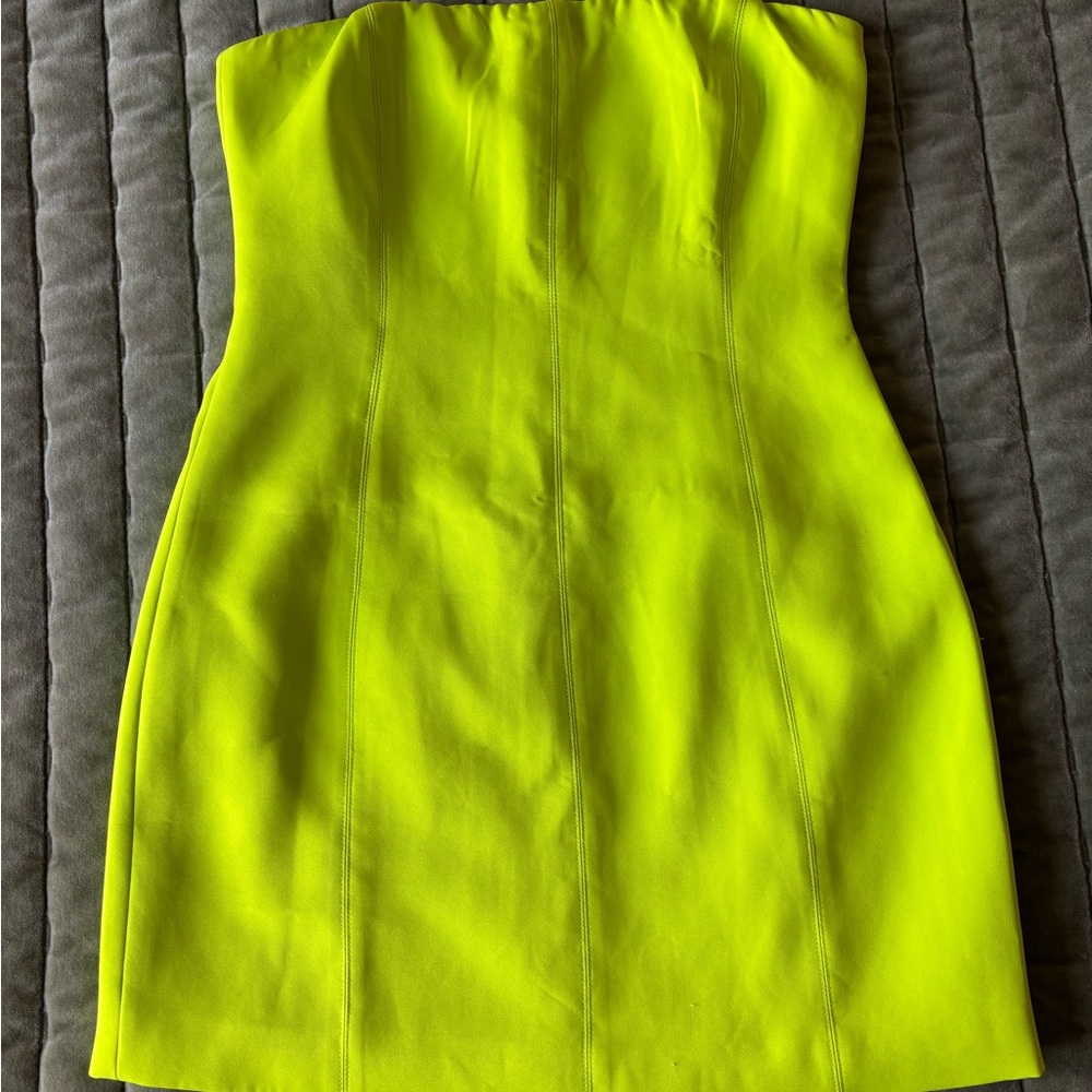 Meshki Neon Yellow Strapless Bodycon Dress
